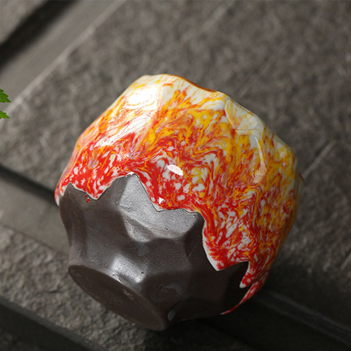 Buddha Stones Orange Rouge Vert Jaune Tasse à Thé en Céramique Tasse à Thé Kung Fu