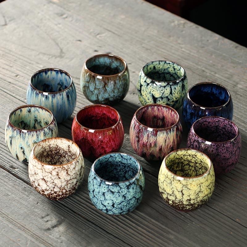Buddha Stones Simple Multicolore Changement de Four Chinois Jianzhan Tasse à Thé en Céramique Kung Fu Tasse à Thé 110 ml