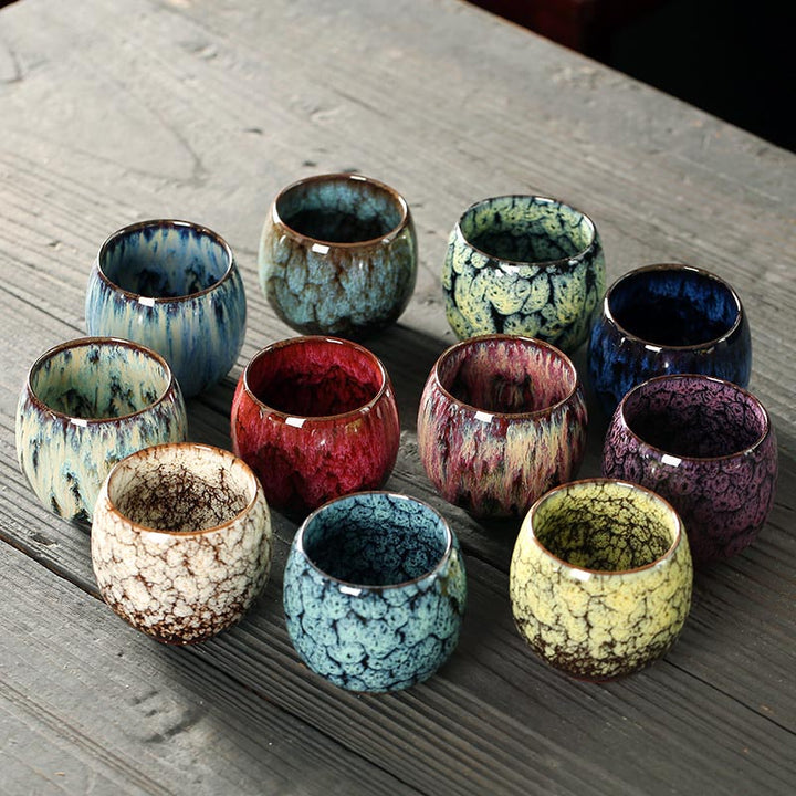 Buddha Stones Simple Multicolore Changement de Four Chinois Jianzhan Tasse à Thé en Céramique Kung Fu Tasse à Thé 110 ml