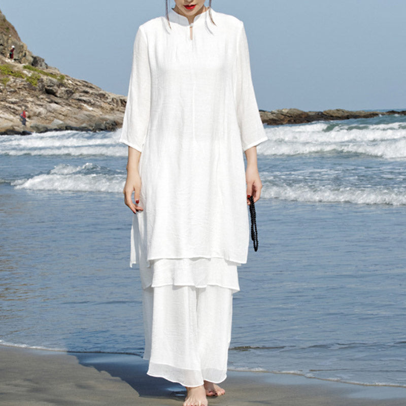 Ensemble de 2 pièces en coton et lin avec haut et pantalon pour femme Buddha Stones - image 3