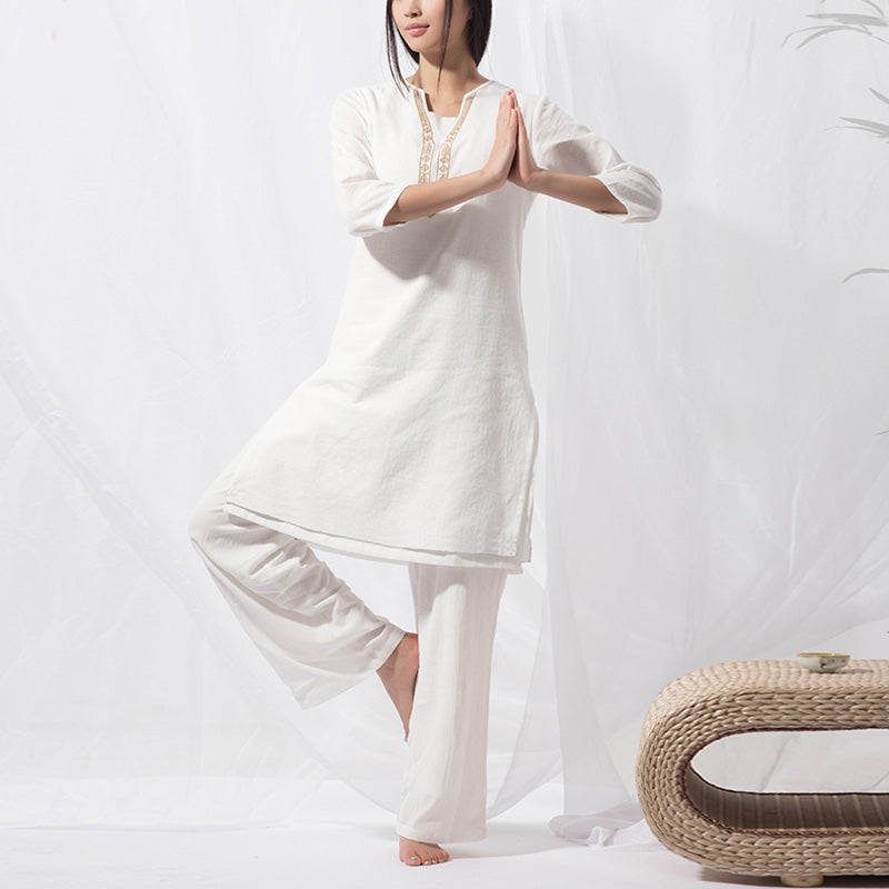 Ensemble de 2 pièces en coton avec haut et pantalon pour femme Motif Buddha Stones - image 1