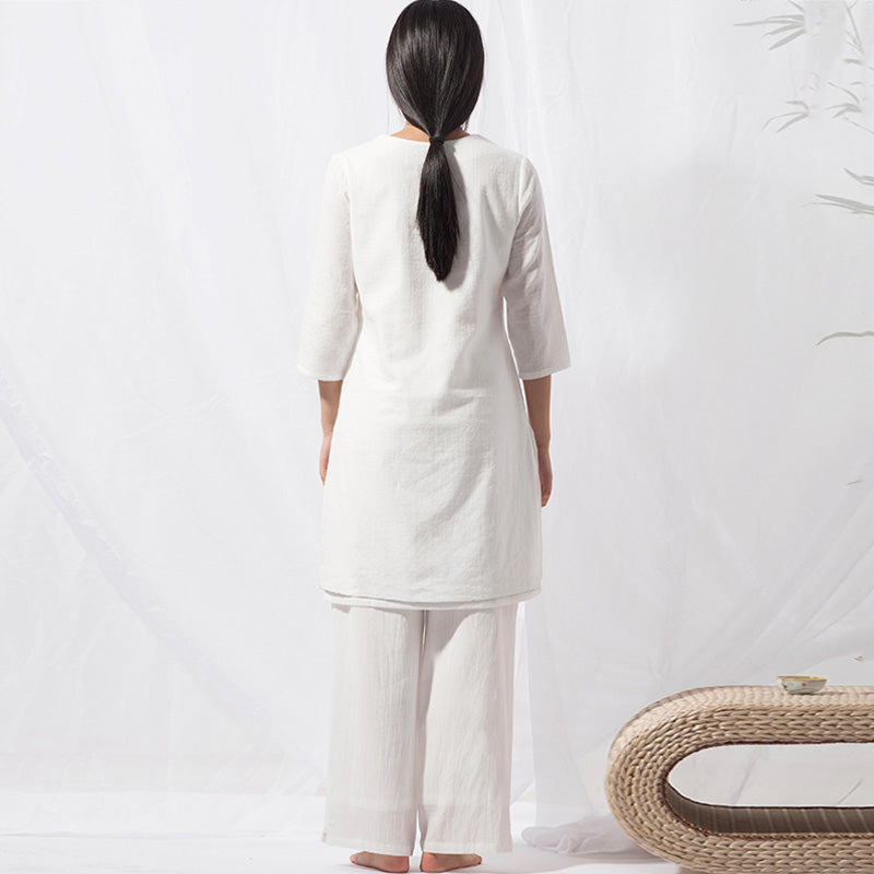 Ensemble de 2 pièces en coton avec haut et pantalon pour femme Motif Buddha Stones - image 4