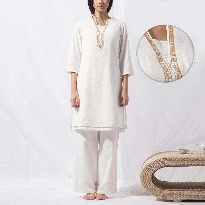 Ensemble de 2 pièces en coton avec haut et pantalon pour femme Motif Buddha Stones - image 3