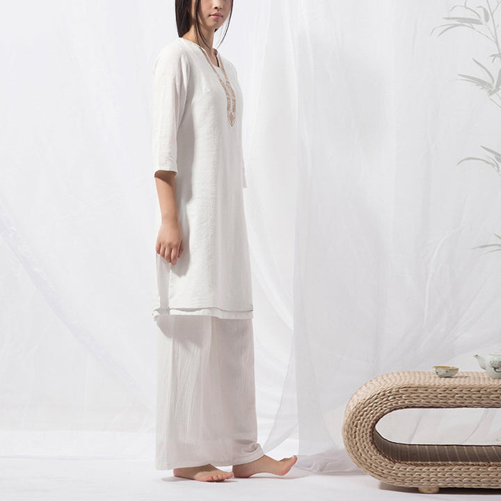 Ensemble de 2 pièces en coton avec haut et pantalon pour femme Motif Buddha Stones - image 4