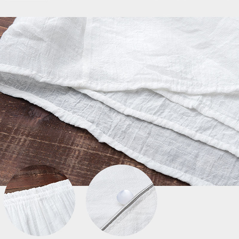 Ensemble de 2 pièces en coton et lin pour femme avec haut et pantalon blanc et Buddha Stones, design simple, méditation, yoga, zen, tai-chi - image 8
