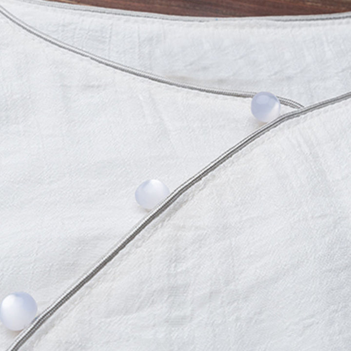Ensemble de 2 pièces en coton et lin pour femme avec haut et pantalon blanc et Buddha Stones, design simple, méditation, yoga, zen, tai-chi - image 12