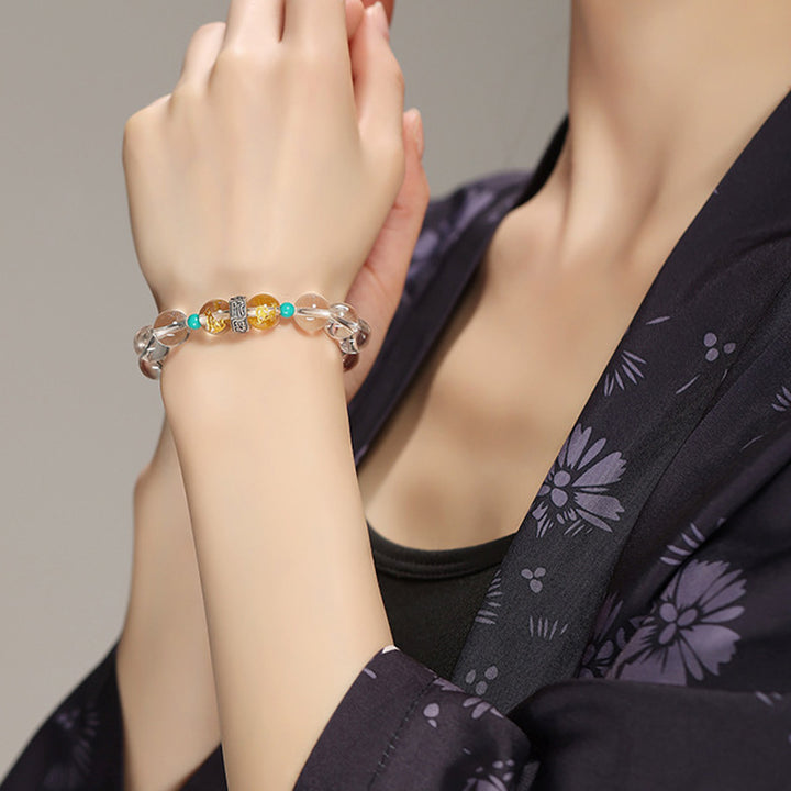 Bracelet de guérison en jade Hetian en cristal blanc avec Buddha Stones en argent sterling 925 et signes du zodiaque chinois