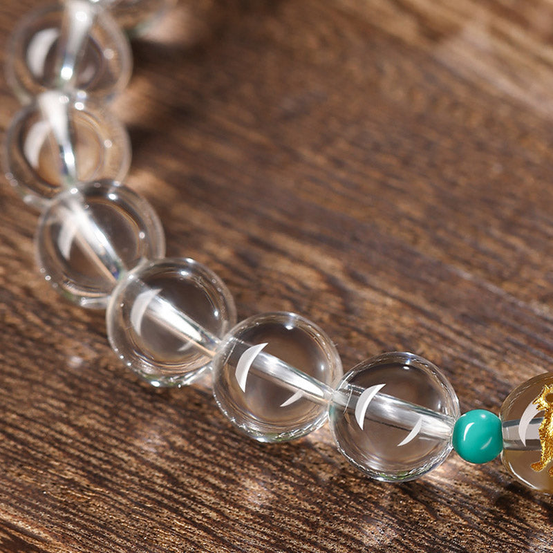 Bracelet de guérison en jade Hetian en cristal blanc avec Buddha Stones en argent sterling 925 et signes du zodiaque chinois