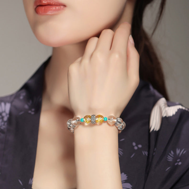 Bracelet de guérison en jade Hetian en cristal blanc avec Buddha Stones en argent sterling 925 et signes du zodiaque chinois