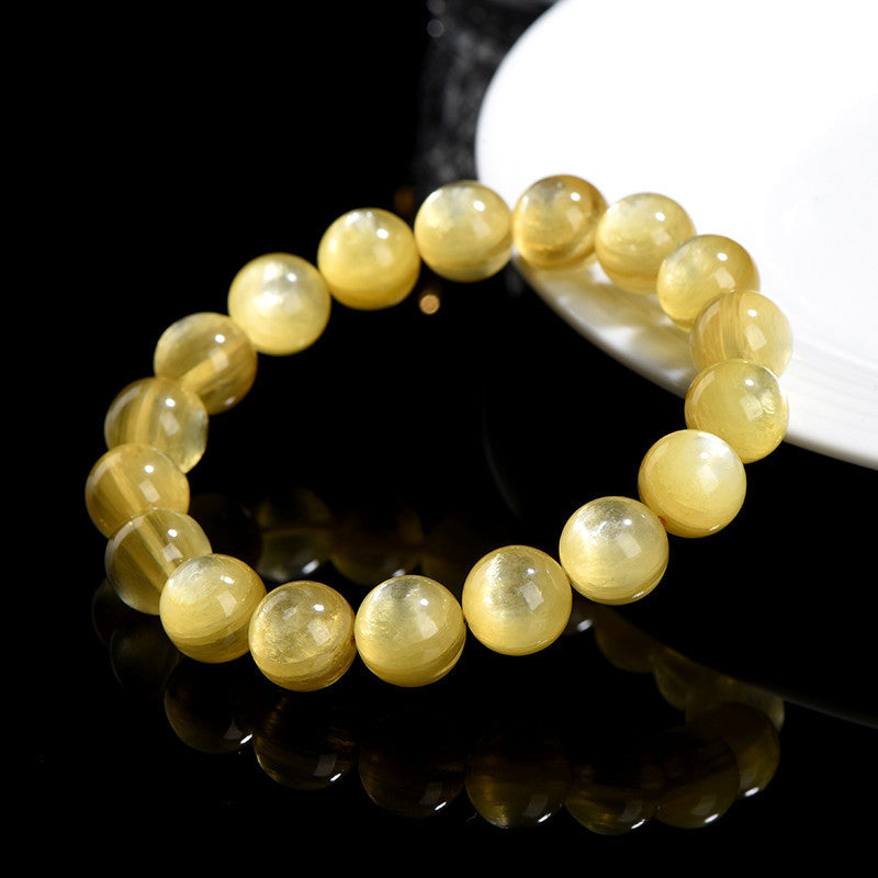 Bracelet de protection et de prospérité en lépidolite dorée naturelle de Buddha Stones