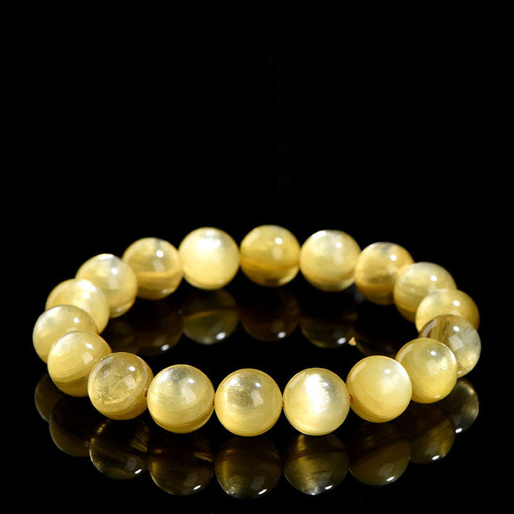 Bracelet de protection et de prospérité en lépidolite dorée naturelle de Buddha Stones