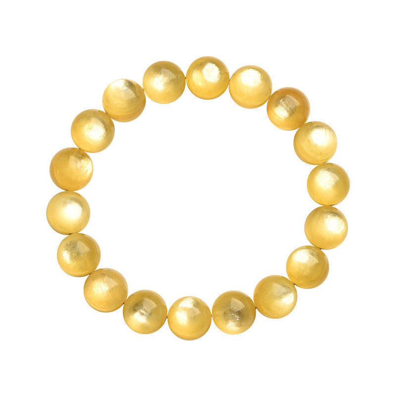 Bracelet de protection et de prospérité en lépidolite dorée naturelle de Buddha Stones