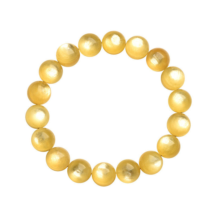 Bracelet de protection et de prospérité en lépidolite dorée naturelle de Buddha Stones