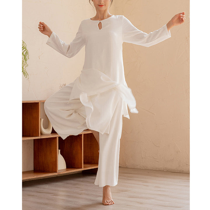 Ensemble de 2 pièces Buddha Stones haut et pantalon pour femme, design simple, pour la méditation, le yoga, le Tai Chi