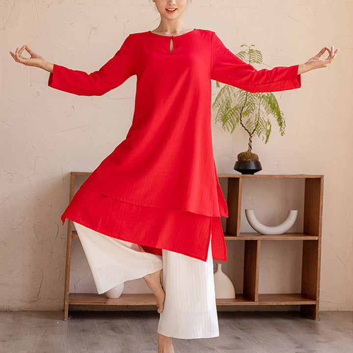 Ensemble de 2 pièces Buddha Stones haut et pantalon pour femme, design simple, pour la méditation, le yoga, le Tai Chi