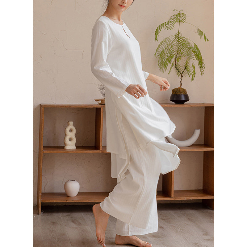 Ensemble de 2 pièces Buddha Stones haut et pantalon pour femme, design simple, pour la méditation, le yoga, le Tai Chi
