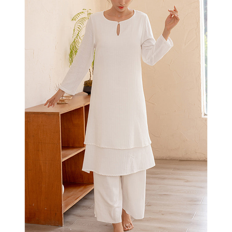 Ensemble de 2 pièces Buddha Stones haut et pantalon pour femme, design simple, pour la méditation, le yoga, le Tai Chi - image 2