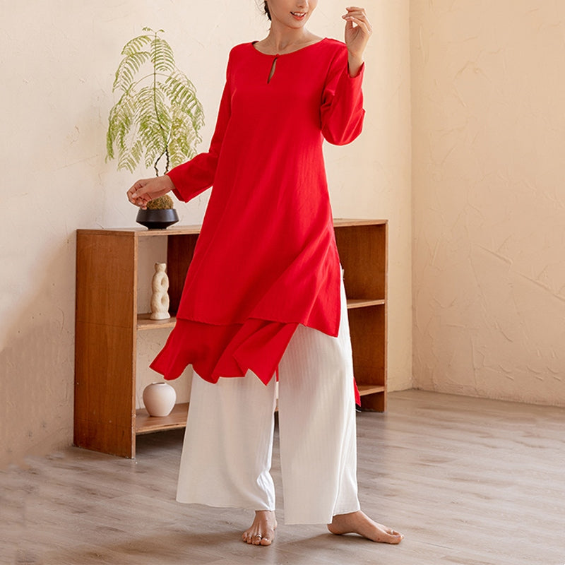 Ensemble de 2 pièces Buddha Stones haut et pantalon pour femme, design simple, pour la méditation, le yoga, le Tai Chi