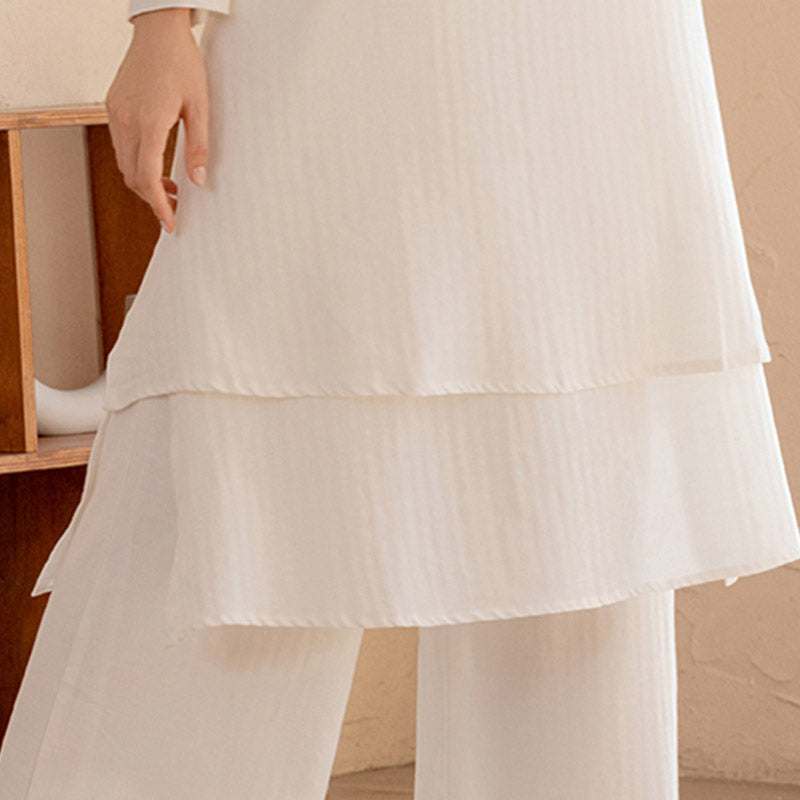 Ensemble de 2 pièces Buddha Stones haut et pantalon pour femme, design simple, pour la méditation, le yoga, le Tai Chi