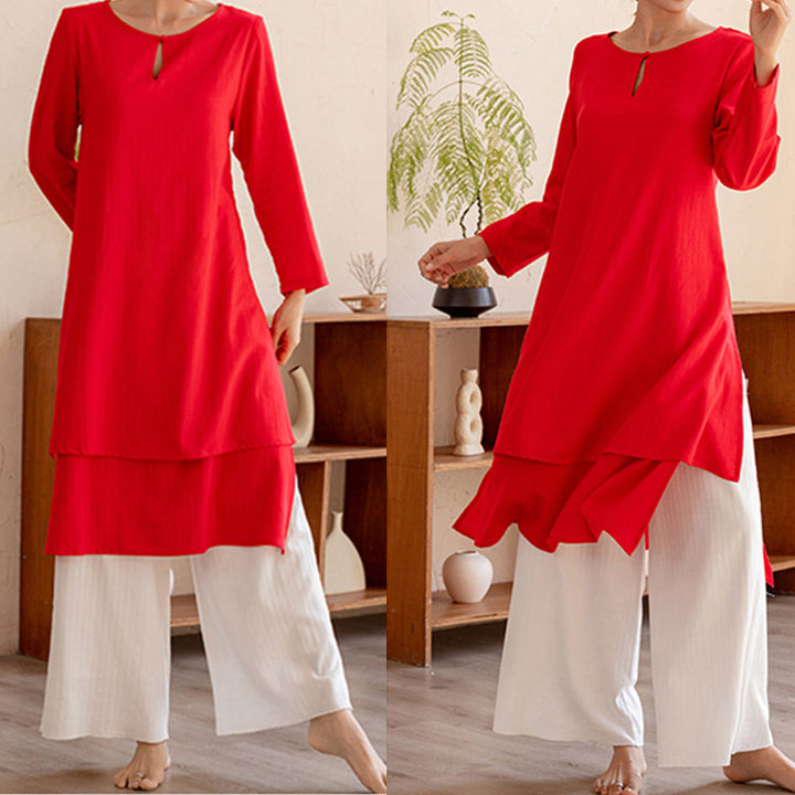 Ensemble de 2 pièces Buddha Stones haut et pantalon pour femme, design simple, pour la méditation, le yoga, le Tai Chi