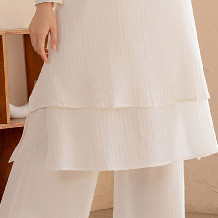 Ensemble de 2 pièces Buddha Stones haut et pantalon pour femme, design simple, pour la méditation, le yoga, le Tai Chi - image 7