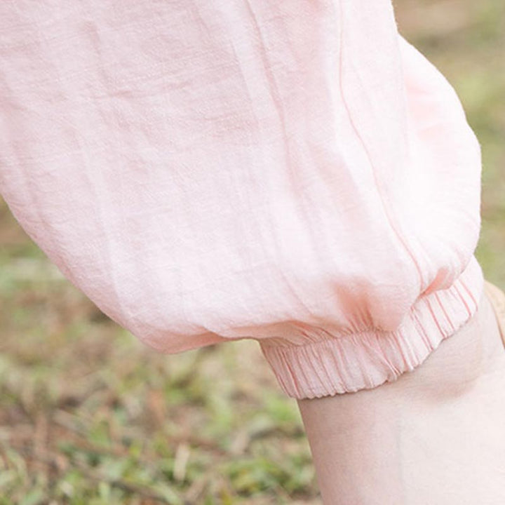 Ensemble de 2 pièces en coton et lin pour femme avec haut et pantalon uni Motif Buddha Stones Yoga Zen Tai Chi - image 11