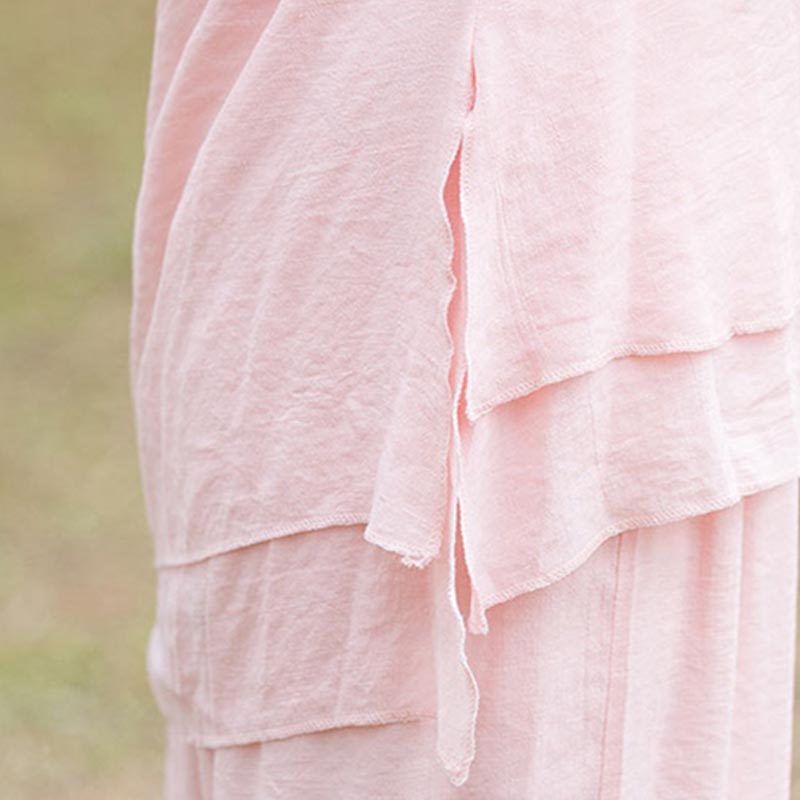 Ensemble de 2 pièces en coton et lin pour femme avec haut et pantalon uni Motif Buddha Stones Yoga Zen Tai Chi - image 9