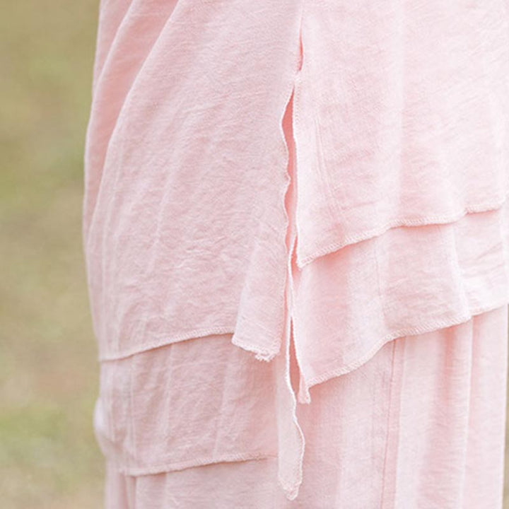 Ensemble de 2 pièces en coton et lin pour femme avec haut et pantalon uni Motif Buddha Stones Yoga Zen Tai Chi - image 9