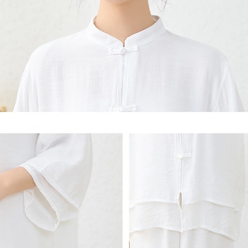 Ensemble de 2 pièces en Buddha Stones haut et pantalon en forme de grenouille chinoise simple pour méditation, yoga, zen, tai-chi - image 11