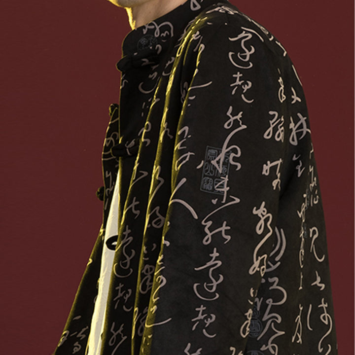 Buddha Stones Calligraphie chinoise Vêtements Veste Manteau Costume Tang Vêtements pour hommes - image 2