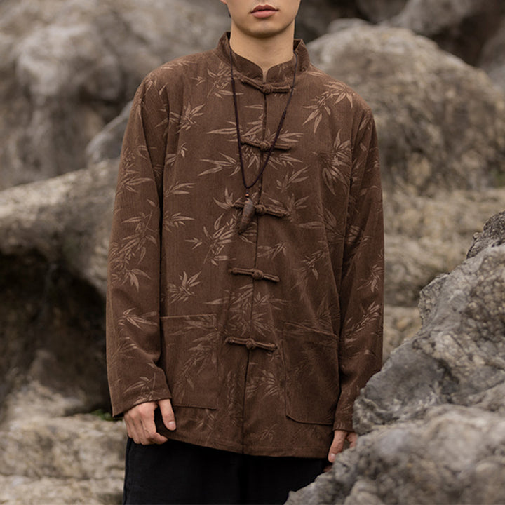 Buddha Stones de bambou Vêtements Veste de costume chinois Tang Manteau Vêtements pour hommes - Marron (Haut seulement) - US/UK/AU46，EU56 (5XL)  - image 10