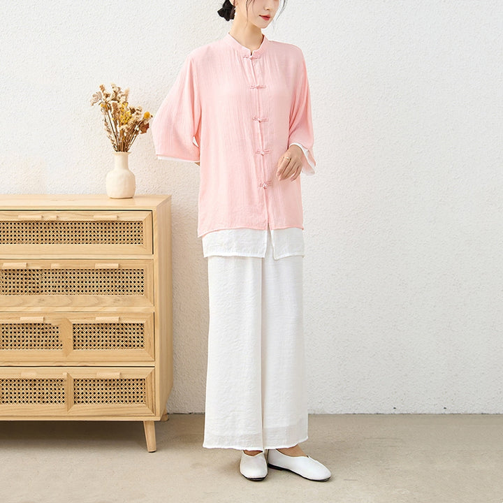 Ensemble de 2 pièces en Buddha Stones haut et pantalon en forme de grenouille chinoise simple pour méditation, yoga, zen, tai-chi - image 6