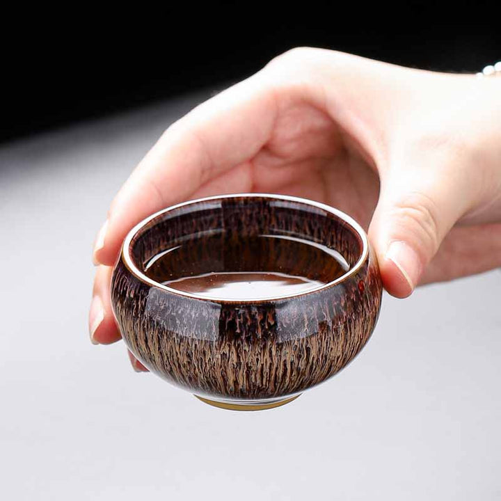 Buddha Stones Petit poisson Koi Four Changement Chinois Jianzhan Tasse à thé en céramique Tasse à thé Kung Fu 60 ml