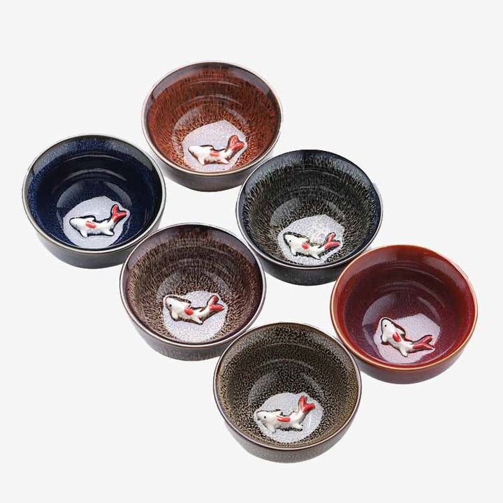 Buddha Stones Petit poisson Koi Four Changement Chinois Jianzhan Tasse à thé en céramique Tasse à thé Kung Fu 60 ml