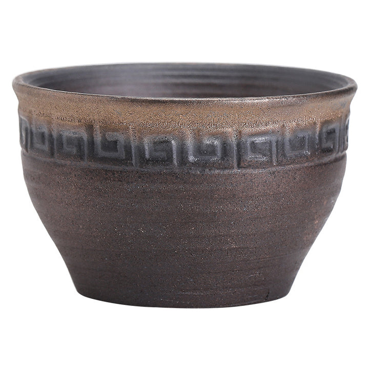 Tasse à thé en céramique à texture rayée marron simple Buddha Stones Kung Fu Tea Cup Bowl