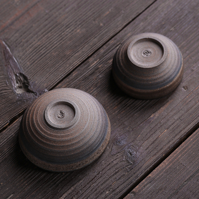 Tasse à thé en céramique à texture rayée marron simple Buddha Stones Kung Fu Tea Cup Bowl