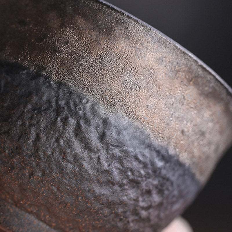 Tasse à thé en céramique à texture rayée marron simple Buddha Stones Kung Fu Tea Cup Bowl