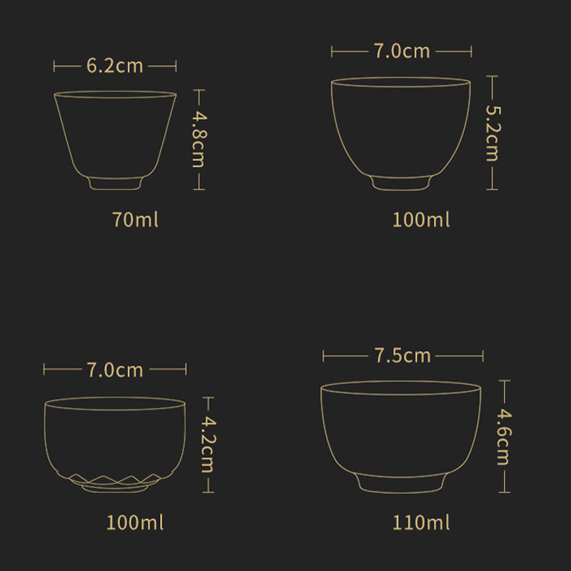 Tasse à thé en céramique avec grue de bon augure et Buddha Stones