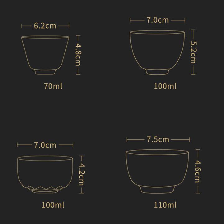 Tasse à thé en céramique avec grue de bon augure et Buddha Stones
