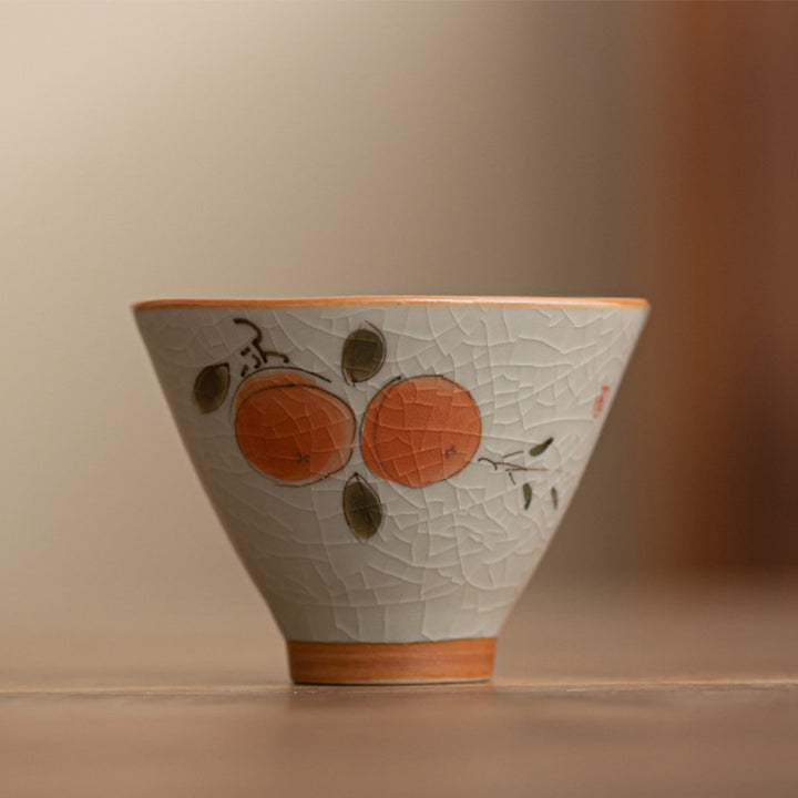 Buddha Stones Kaki Bateau Koi Poisson Lotus Tasse à Thé en Céramique Tasse à Thé Kung Fu 50 ml