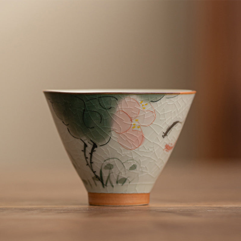 Buddha Stones Kaki Bateau Koi Poisson Lotus Tasse à Thé en Céramique Tasse à Thé Kung Fu 50 ml