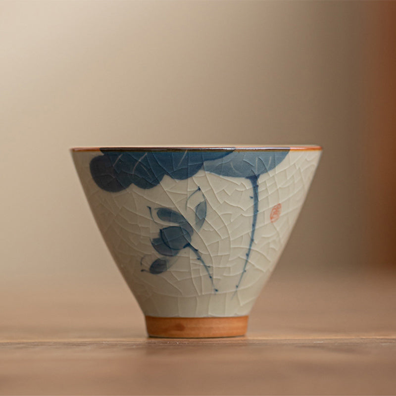 Buddha Stones Kaki Bateau Koi Poisson Lotus Tasse à Thé en Céramique Tasse à Thé Kung Fu 50 ml