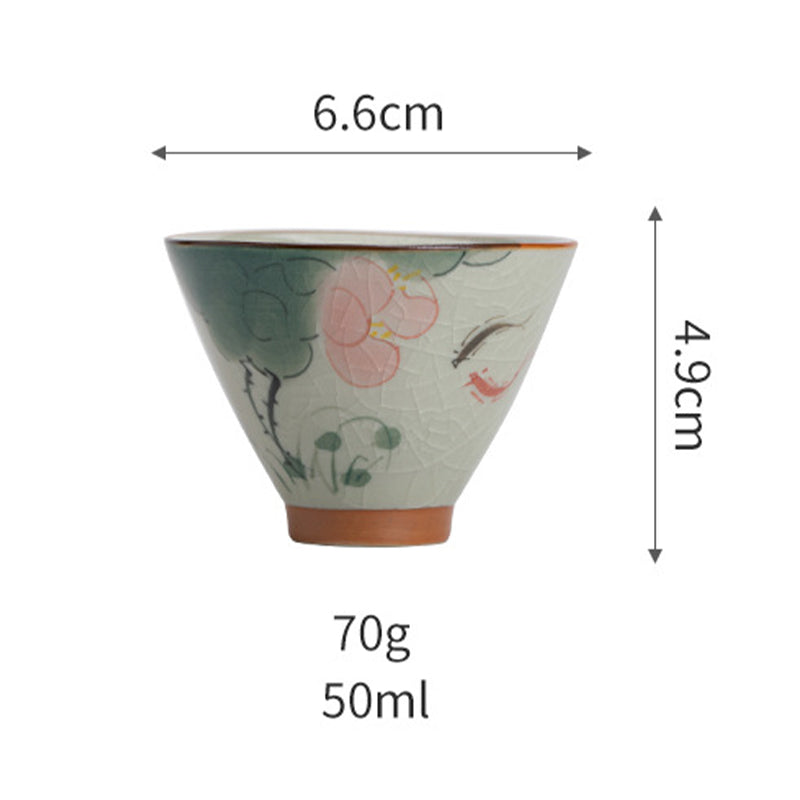Buddha Stones Kaki Bateau Koi Poisson Lotus Tasse à Thé en Céramique Tasse à Thé Kung Fu 50 ml