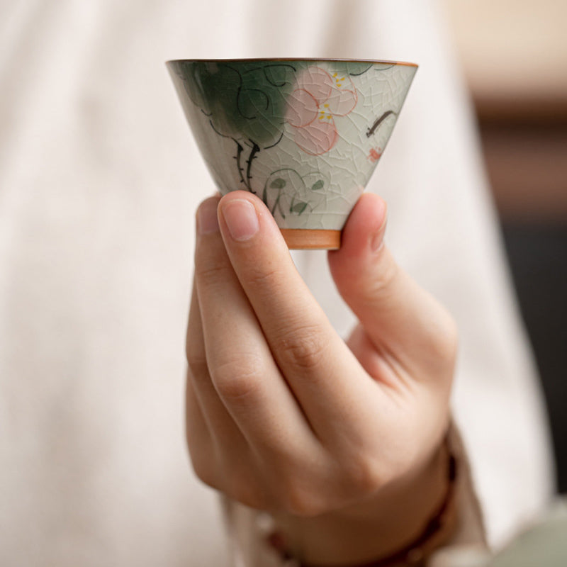 Buddha Stones Kaki Bateau Koi Poisson Lotus Tasse à Thé en Céramique Tasse à Thé Kung Fu 50 ml