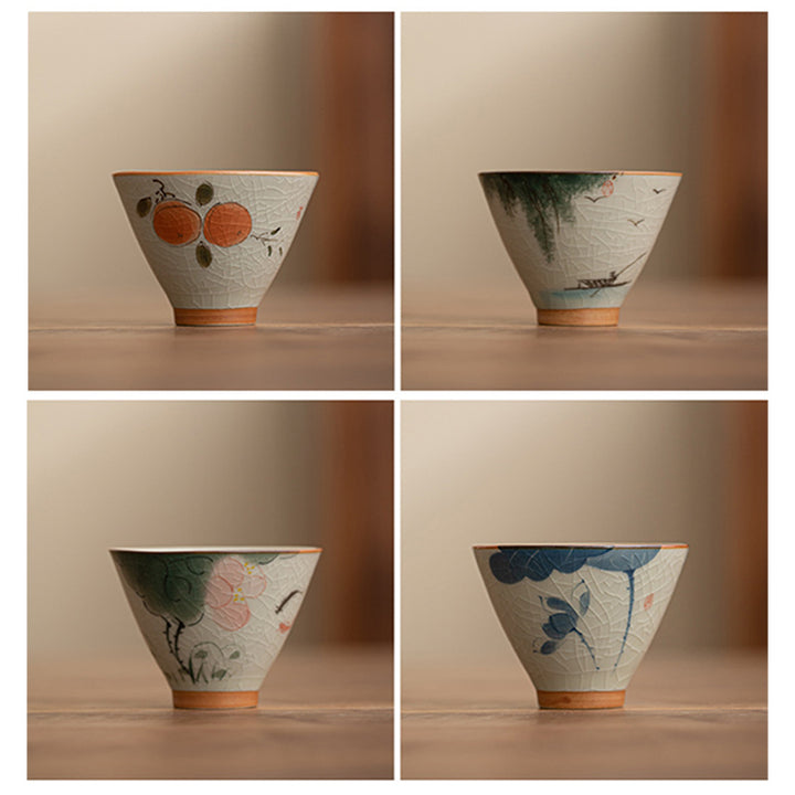 Buddha Stones Kaki Bateau Koi Poisson Lotus Tasse à Thé en Céramique Tasse à Thé Kung Fu 50 ml