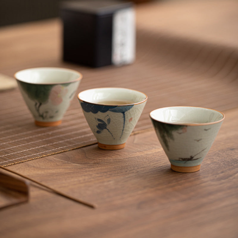 Buddha Stones Kaki Bateau Koi Poisson Lotus Tasse à Thé en Céramique Tasse à Thé Kung Fu 50 ml