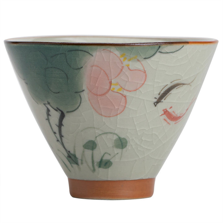 Buddha Stones Kaki Bateau Koi Poisson Lotus Tasse à Thé en Céramique Tasse à Thé Kung Fu 50 ml