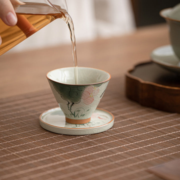 Buddha Stones Kaki Bateau Koi Poisson Lotus Tasse à Thé en Céramique Tasse à Thé Kung Fu 50 ml