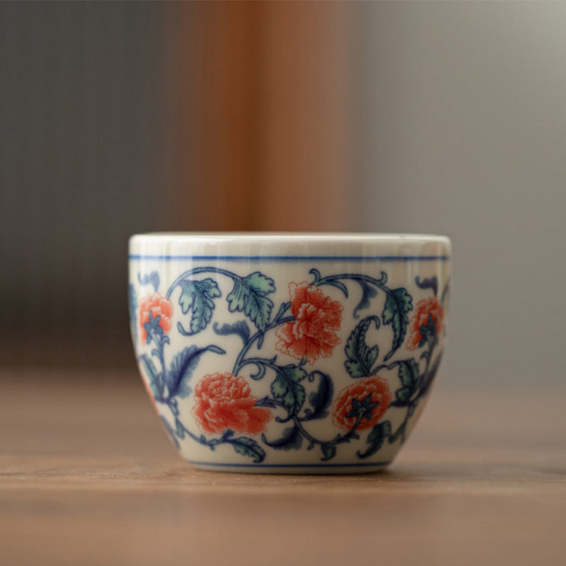 Buddha Stones Poisson Koi Arowana Pivoine Tournesol Tasse à Thé en Céramique Tasse à Thé Kung Fu 60 ml