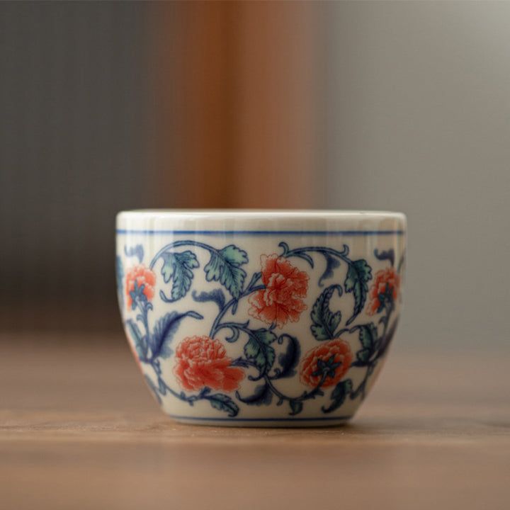 Buddha Stones Poisson Koi Arowana Pivoine Tournesol Tasse à Thé en Céramique Tasse à Thé Kung Fu 60 ml